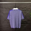 「#4065」casablanca2024 new full print jacquard knitted short-sleeved pearl button polo shirt