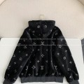 「#4073」Louis Vuitton SS25 Logo Embroidered Wool Hooded Zipper Jacket