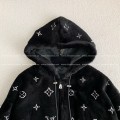 「#4073」Louis Vuitton SS25 Logo Embroidered Wool Hooded Zipper Jacket