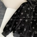 「#4073」Louis Vuitton SS25 Logo Embroidered Wool Hooded Zipper Jacket