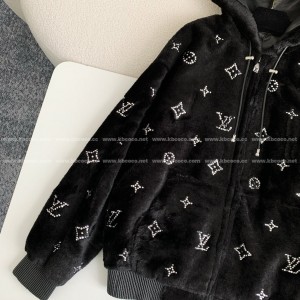 「#4073」Louis Vuitton SS25 Logo Embroidered Wool Hooded Zipper Jacket
