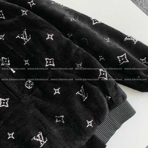 Louis Vuitton SS25 Logo Embroidered Wool Hooded Zipper Jacket