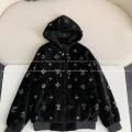 「#4073」Louis Vuitton SS25 Logo Embroidered Wool Hooded Zipper Jacket