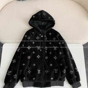 「#4073」Louis Vuitton SS25 Logo Embroidered Wool Hooded Zipper Jacket