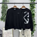 「#4224」offwhite fuzzy arrow round neck sweatshirt