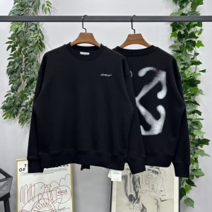 「#4224」offwhite fuzzy arrow round neck sweatshirt