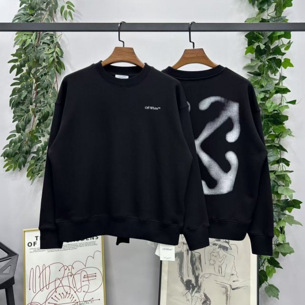 「#4224」offwhite fuzzy arrow round neck sweatshirt
