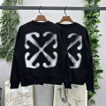 「#4224」offwhite fuzzy arrow round neck sweatshirt