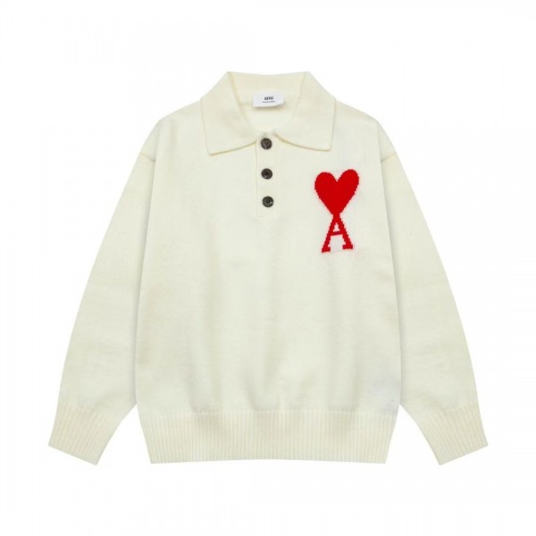 Amiri autumn and winter new big heart jacquard collar pullover sweater