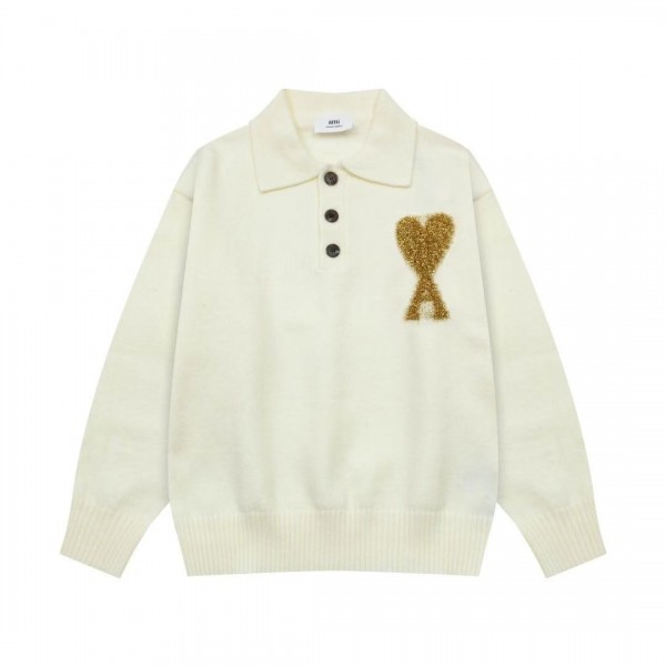 Amiri autumn and winter new big heart jacquard collar pullover sweater