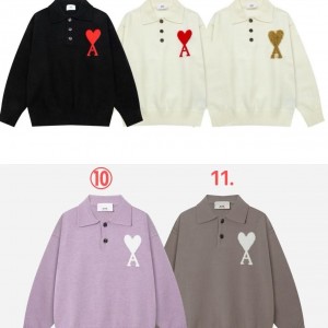 「#4233」Amiri autumn and winter new big heart jacquard collar pullover sweater