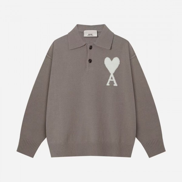 Amiri autumn and winter new big heart jacquard collar pullover sweater