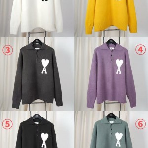 「#4233」Amiri autumn and winter new big heart jacquard collar pullover sweater