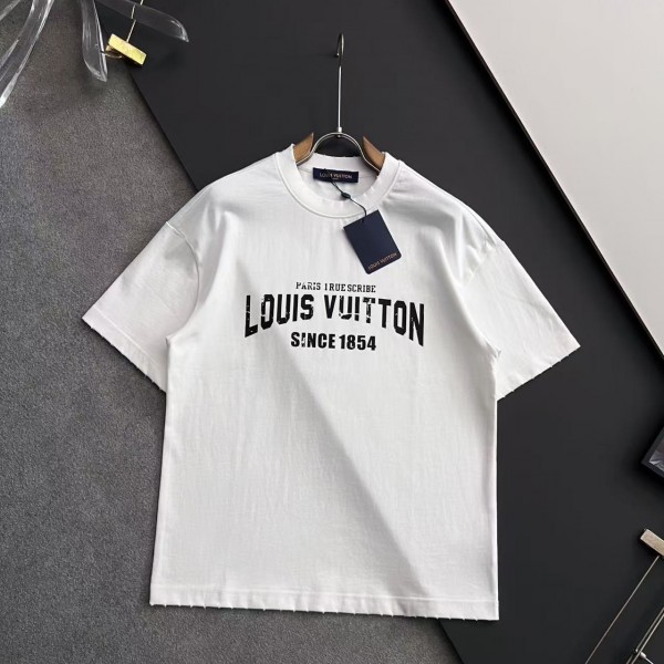 「#4235」Louis Vuitton logo print crew neck T-shirt