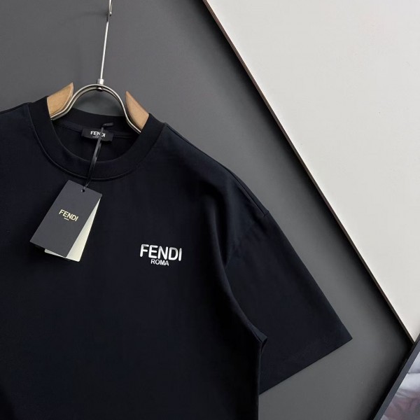 Fendi alloy letter logo round neck T-shirt