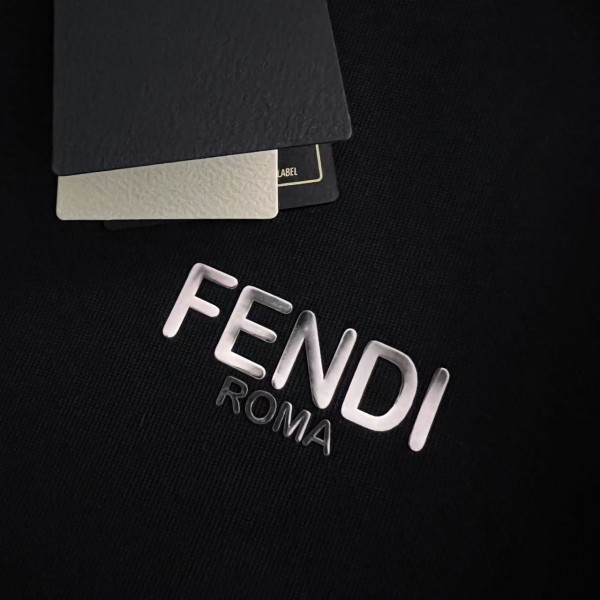 Fendi alloy letter logo round neck T-shirt