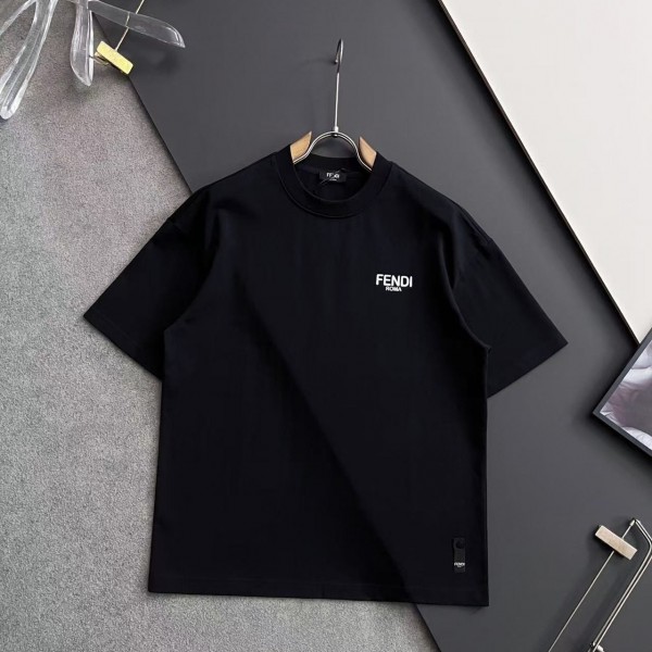 「#4236」Fendi alloy letter logo round neck T-shirt