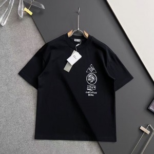 「#4238」Dior catwalk graphic casual crew neck T-shirt