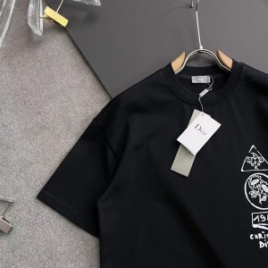 「#4238」Dior catwalk graphic casual crew neck T-shirt