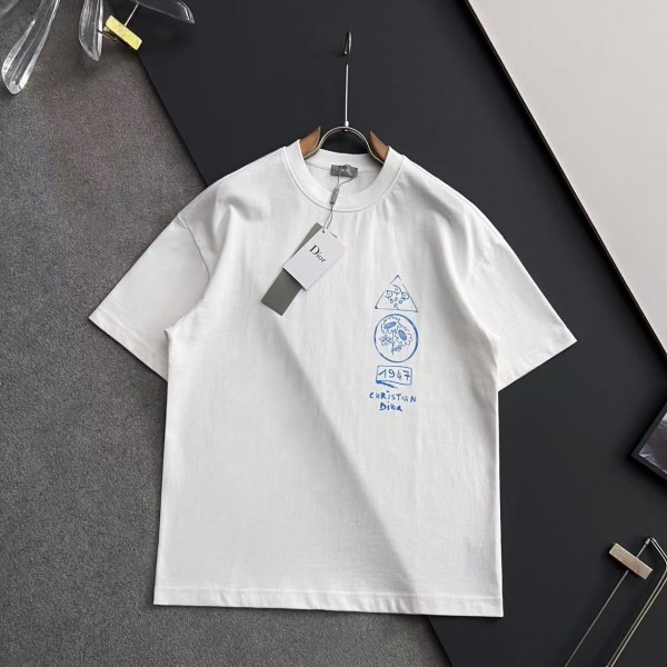 Dior catwalk graphic casual crew neck T-shirt