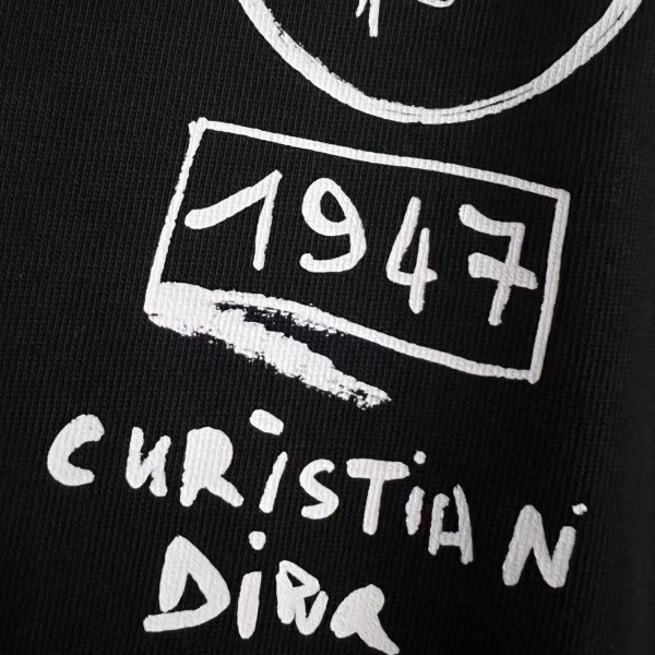 Dior catwalk graphic casual crew neck T-shirt