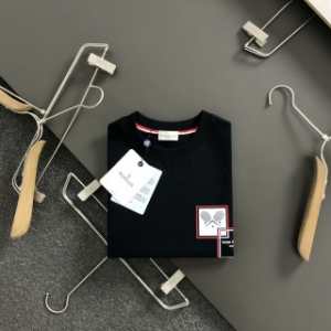 「#4243」Moncler SpringSummer Black Racket Printed Craft T-shirt