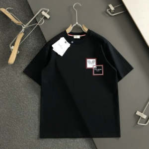 「#4243」Moncler SpringSummer Black Racket Printed Craft T-shirt