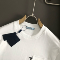 「#4250」Prada SpringSummer White Pocket Letter Leather Fusion Metal Triangle Logo T-shirt