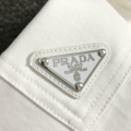 「#4250」Prada SpringSummer White Pocket Letter Leather Fusion Metal Triangle Logo T-shirt