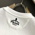 「#4250」Prada SpringSummer White Pocket Letter Leather Fusion Metal Triangle Logo T-shirt