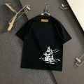 「#4254」Louis Vuitton SpringSummer Black Letters Front and Back Echo Letters Offset Printed T-shirt