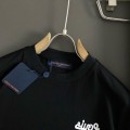 「#4254」Louis Vuitton SpringSummer Black Letters Front and Back Echo Letters Offset Printed T-shirt
