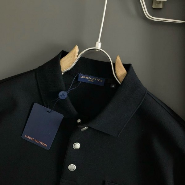 Louis Vuitton new imported polo T-shirt with metal pocket inserts