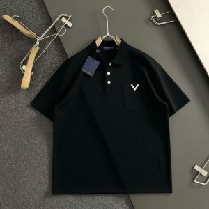 「#4255」Louis Vuitton new imported polo T-shirt with metal pocket inserts