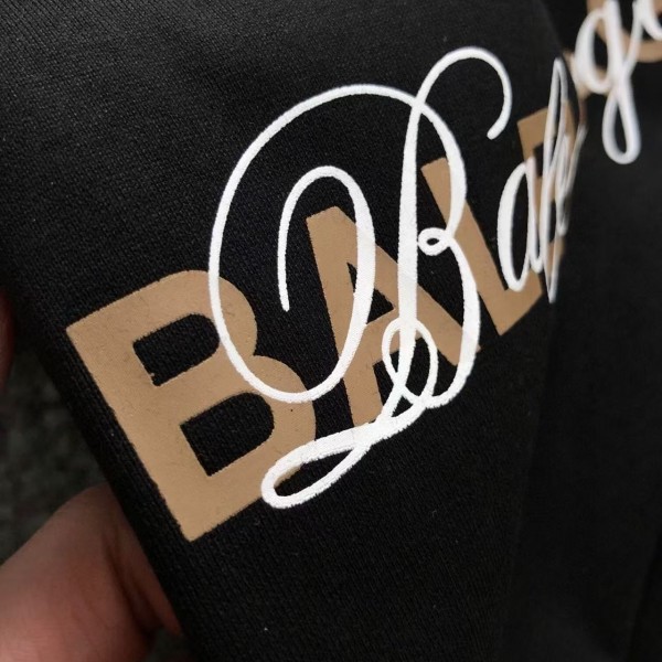 Balenciaga Black partition processing print, overlapping elements fusion front and back echo printed