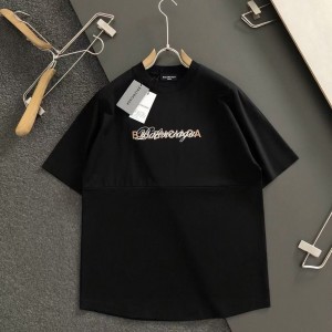 「#4257」Balenciaga Black partition processing print, overlapping elements fusion front and back echo printed