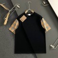 「#4259」Burberry Black plaid embroidery combines knight embroidery exquisite craftsmanship T-shirt