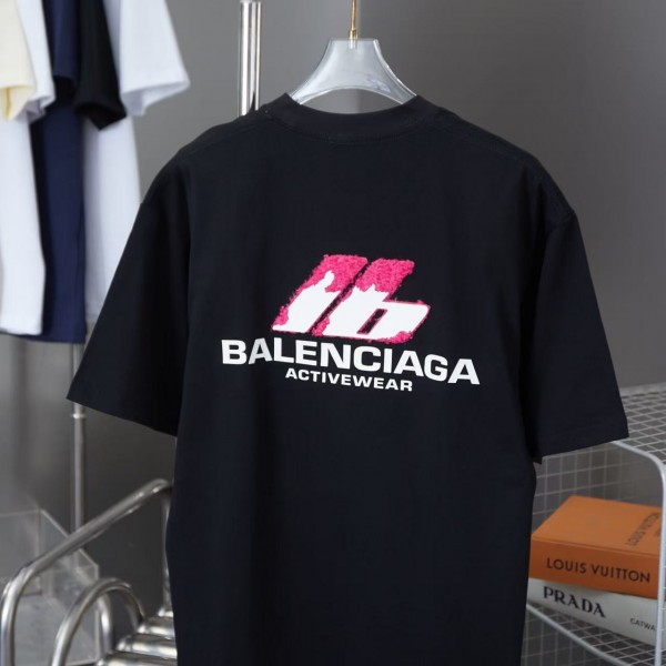 Balenciaga SpringSummer new fur patch frog glue logo hot stamping T-shirt