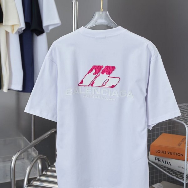 Balenciaga SpringSummer new fur patch frog glue logo hot stamping T-shirt