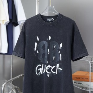 「#4264」Balenciaga SpringSummer New Joint Lettering Distressed Graffiti Printed T-shirt