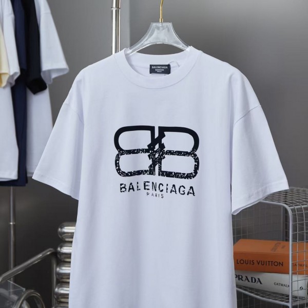 「#4267」Balenciaga SpringSummer New Flocked Letter Logo Printed T-shirt