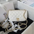 「#1192」Chanel 23A Advanced Handicraft Shop Series Black Gold Leather Chain Piercing Bag AP3373, Top Quality