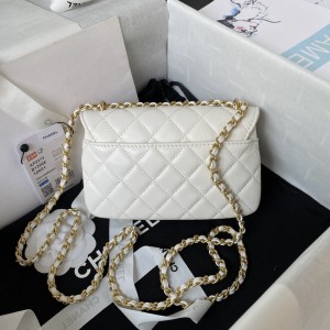 「#1192」Chanel 23A Advanced Handicraft Shop Series Black Gold Leather Chain Piercing Bag AP3373, Top Quality