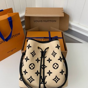 「#1278」Louis Vuitton's New Lafite Cotton Embroidery N É ONO É Bucket Bag M23080 Size: 26 * 26 * 17.5cm