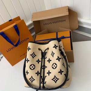 「#1278」Louis Vuitton's New Lafite Cotton Embroidery N É ONO É Bucket Bag M23080 Size: 26 * 26 * 17.5cm