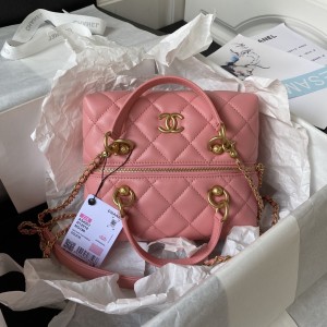 「#1283」Chanel 23A Premium Handmade Sheepskin Portable Lunch Box Bag AS4201, Top Quality Size: 17 * 21 * 5.5