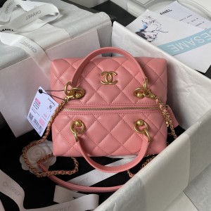 「#1283」Chanel 23A Premium Handmade Sheepskin Portable Lunch Box Bag AS4201, Top Quality Size: 17 * 21 * 5.5