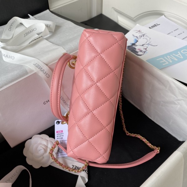 Chanel 23A Premium Handmade Sheepskin Portable Lunch Box Bag AS4201, Top Quality Size: 17 * 21 * 5.5