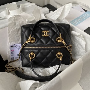 「#1285」Chanel 23A Premium Handmade Sheepskin Portable Lunch Box Bag AS4201, Top Quality  Size: 17 * 21 * 5.