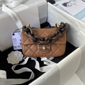 「#1288」Chanel 23A Dakar Advanced Handicraft Workshop Peach Wood Limited CF Mini AS4165, Top Quality